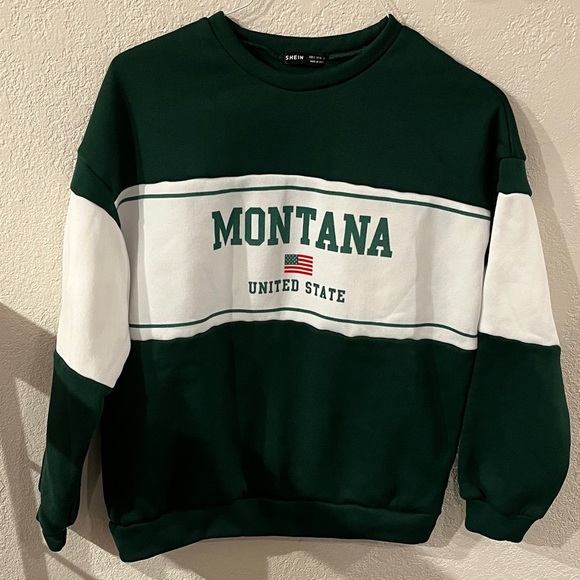 SHEIN Green and White Crewneck Sweater - Picture 1 of 2